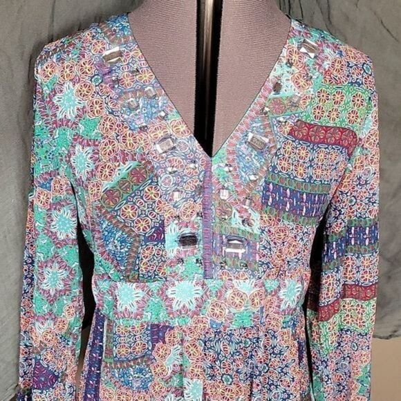 Linea Domani Long Sleeve V-neck Tunic Sz L - Picture 5 of 13